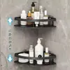 Estante de Almacenamiento para Baño Espacio de Baño Aluminio Sin Taladro Trípode Montado en Pared Esquina Escurridor Estante Artefacto de Almacenamiento
