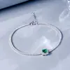 Pulseira de Prata S925 Cultivada com Esmeralda e Diamantes Inteiros, Joia Clássica Retro de Luxo Leve para Mulheres, Exclusivamente para Vendas Transfronteiriças, Sensação de Alto Padrão, em Estoque