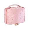 Venta caliente transfronteriza bolsa de cosméticos portátil de terciopelo de gran capacidad estilo ins bronceado estrella bolsa de cosméticos en stock se puede añadir logo