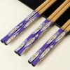 Hashis de Bambu Atacado, Tendência Nacional, Hashis com Padrão Flor de Pena 24cm, Hashis Individuais Coloridos Domésticos para Refeição, Suprimento de Louça para Presente