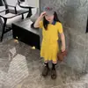 Ropa Coreana para Niñas 2026, Conjunto de Moda Primavera, Vestido de Verano para Niñas Pequeñas, Falda de Punto con Bloques de Color de Manga Corta