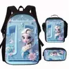 Mochila Escolar Princesa de Hielo y Nieve Elsa Mochila Infantil de Jardín de Infancia Repelente al Agua Gran Capacidad Bolso de Hombro Estuche Set de Tres Piezas