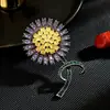 Broche de Diente de León Simple de Moda Retro Girasol Elegante Pin Lleno de Diamantes Accesorios de Corsage de Traje de Lujo