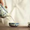 Taza de Té Azul y Blanca de Horno Ru, Taza de Maestro, Taza de Invitado, Exquisito Juego de Té Cerámico Antiguo, Taza de Té de Loto, Taza de Té Kung Fu