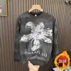 Sudadera Gruesa de Cuello Redondo Estilo Americano de Moda con Forro de Felpa para Hombre con Diseño Floral de Mandala, Top Base Casual Versátil Desgastado