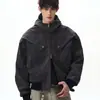 Chaqueta con capucha desgastada estilo granero retro americano para hombre, Chaqueta de trabajo corta de alta gama, de corte cuadrado, a la moda