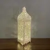 Lámpara de Viento de Hierro Retro Europea Transfronteriza Portavelas Linterna LED Calada Marroquí Decoración Colgante para Ambiente del Hogar