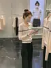 Cárdigan de punto a rayas de alta gama con cuello polo para mujer, nueva camisa de manga larga de otoño, elegante y a la moda, que rejuvenece, top estilo para ir al trabajo