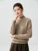 Suéter de cachemira para bebé para mujer, nuevo estilo otoño e invierno, cuello medio alto engrosado, diseño de punto trenzado, elegante y adelgazante, perfecto como capa base