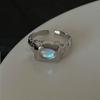 Anillo de Zirconia Forma de Gota de Agua para Mujer, Anillo Abierto Geométrico Irregular de Moda Retro, Anillo de Dedo Índice de Nicho de Moda