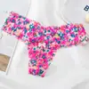 Ropa interior sexy transfronteriza para mujer, tanga de encaje estampado transparente, pantalones T sexy de tiro bajo, calzones transpirables y amigables con la piel