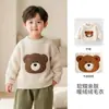 Moletom com Forro de Lã Infantil Inverno Engrossado Fofo Desenho Animado Animal Pulôver Camada Base de Pelúcia para Meninos e Meninas Roupa Quente de Bebê
