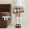 Zapatos y calcetines para niñas, calcetines de encaje con mini lazo estilo coreano ins para primavera y otoño, calcetines de media pantorrilla para niñas de otoño e invierno