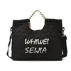 Bolsa de Lona Nueva Otoño 2025 Estilo Coreano Bordado de Letras Bolso de Mano Bolso Cruzado Ligero de Gran Capacidad Bolso Tote