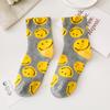 Calcetines Smiley para Mujer Primavera y Otoño Algodón Media Caña Ins Calcetines Deportivos de Algodón de Otoño de Caña Larga Estilo Universitario a Rayas Modernos Medias