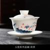 Xícara de Chá com Tampa de Porcelana Azul e Branca Grande Cerâmica de Porcelana Branca Jogo de Chá Kung Fu Peça Única Bacia de Chá Bule de Chá Peça Única