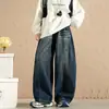 Machete American High Street Sueltos Pierna Ancha Corte Tridimensional Silueta Pantalones de Mezclilla Lavada Largo hasta el Suelo Pantalones de Nueve Puntos Extra Largos