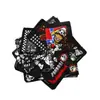 Bufanda cuadrada de algodón puro con diseño de calavera de hip hop transfronterizo para hombres y mujeres, pañuelo para la cabeza con estampado de cabeza de fantasma de Halloween al por mayor