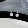 Brincos clássicos de zircônia com seis garras, design de nicho de moda elegante e versátil para mulheres, simples e únicos com um toque de luxo
