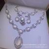 Colgante de calcedonia blanca hielo bañado en plata, collar de clavícula de lujo, pulsera de jade para mujer con ágata en polvo suave.