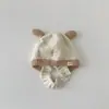 Chapéu de Bebê Qiunan Inverno Fofo Animal Meio Veludo Tricô Chapéu Quente à Prova de Vento Proteção de Orelha Infantil