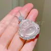 Pingente de Calcedônia Natural Totalmente Cravejado com Diamantes Buda Maitreya Joias Colar Risonho Ornamento de Pingente de Ágata Jade