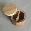 Tarro de bambú para condimentos con cuchara, tarro de sal, caja de almacenamiento para cocina, botella de condimentos, giratorio con succión magnética, venta caliente transfronteriza, al por mayor