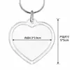 Marco de fotos de comercio electrónico transfronterizo llavero acrílico carcasa en blanco forma de corazón en blanco caligrafía llavero acrílico transparente carcasa en blanco