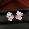 Brincos de Tarraxa Flor Colorida com Zircônia Prata Dopamine Moda Versátil para o Dia a Dia com Design Único para Mulheres