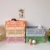 Caixa de Armazenamento de Plástico Dobrável Coreana Ins Organizador de Mesa para Estudante Cesto de Armazenamento para Fita, Papelaria, Produtos para Cuidados com a Pele