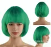 Peluca Transfronteriza para Mujer de Pelo Corto que No Necesita Esperar a que se Fije, Peluca de Cabeza Completa con Flequillo, Estilo Bobo Colorido, Venta al por Mayor de Pelucas Estudiantiles de Halloween