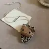 Otoño e Invierno Elegante Maillard Dibujo Animado Gato Estampado Leopardo Largo Cuello Halter Diseño de Clip para Gafas Elegante Versátil Collar para Mujeres