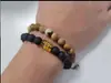 Pulseiras Masculinas Europeias e Americanas de Aço Inoxidável com Pedras Ágata Negra, Olho de Tigre, Pedra Negra e Pingentes de Cruz Atacado