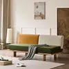 Sofá de Madeira Maciça Cerejeira para Sala de Estar, Apartamento Pequeno, Estilo Japonês, Sem Braços, Duplo, Sofá-Cama Preguiçoso Retrô, Sofá de Tecido