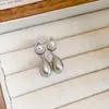 Pendientes de Borla Geométrica de Perla con Circonita de Aguja Plateada Pendientes Elegantes de Lujo Ligero Pendientes de Moda Exquisitos Versátiles para Mujer