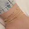 Europa y Estados Unidos joyería transfronteriza personalidad simple cadena de serpiente plana cadena retorcida conjunto de tres piezas decoración de pie nuevo tobillera de moda para mujer