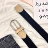 Cinto Elástico Decorativo de Lona Versátil Feminino com Fivela de Pino para Estudantes, Adequado para Jeans e Calças de Tecido