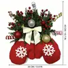 Corona de Navidad Centelleante Transfronteriza Guantes de Navidad Guirnalda Brillante Copos de Nieve Afelpados Hojas de Pino Bayas