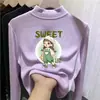 Camiseta térmica para niña con forro de polar, cuello semi-alto, camiseta gruesa, nuevo estilo otoño/invierno 2026, tejido cepillado, para niños de talla mediana y grande