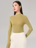 Direto da Fábrica Malha de Lã e Seda Feminina Sem Costura Peça Única Gola Meia-Alta Slim Fit Camada Base Várias Cores Dropshipping