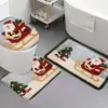Tapete de Chão de Natal Banheiro Vaso Sanitário Banheiro Absorção de Água Resistente ao Desgaste Conjunto de Três Peças Tapete para Pés Capa de Assento Sanitário Tapete Fácil de Limpar Tapete Decorativo
