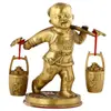 Estatueta de Criança de Latão Atrai-Riqueza, Decoração de Casa para Boa Sorte, Ornamento de Interior, Decoração de Bronze para Sala de Estar