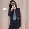 Suéter de tricô falso duas peças para mulheres, look de início de outono, camada base, cardigã de ombro normal, top estilo old money
