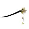 Grampo de Cabelo de Madeira com Flor e Borla Estilo Japonês e Coreano para Verão 2025 para Mulheres, Penteado Coque, Acessório de Cabelo Decorativo Elegante