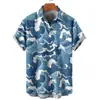 Moda Masculina Transfronteriza Tendencia Verano Camisa de Manga Corta Estilo Hawaiano Camisa Cardigan Casual Holgada Impresa en 3D