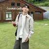 Camisa Gris de Solapa de Manga Larga para Niños 2026 Nueva Ropa de Exterior para Primavera y Otoño Camisa de Color Puro Jacket Holgado de Trabajo Simple