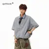 Camisa de manga corta a cuadros retro americana para hombres y mujeres, camisa casual holgada de verano, chaqueta tipo camiseta juvenil cityboy