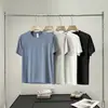 Camiseta casual de alta qualidade, fio original, toque fresco para esportes ao ar livre, secagem rápida, respirável e elástica, para corrida e treino, gola redonda, manga curta