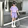 Shorts de manga corta de secado rápido para niñas, ropa deportiva de verano 2026, nuevo traje casual para niñas mayores, atuendo deportivo de verano