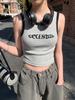 Camisola Negra Sexy Sin Mangas Dulce Para Mujer Tops Jazz Chic Tailandés con Pantalones Cargo